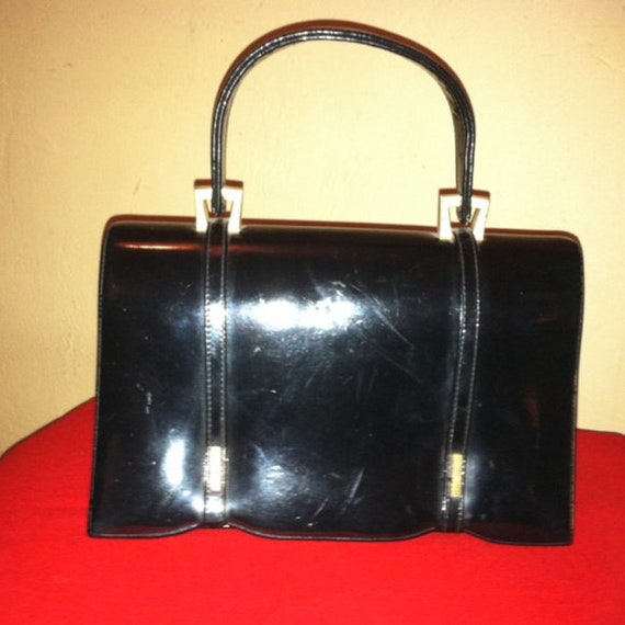 black patent leather pocketbook