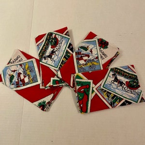 Christmas Cloth Napkins Handmade Vintage 1950s Set of Four