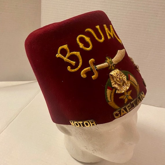 Fraternal Masonic Boumi Shriners Fez Hat with Tassel … Gem