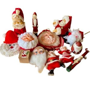 Vintage Santa Collection One Dozen Jolly Santas One Mrs Santa Various Decades Materials Lot of 13