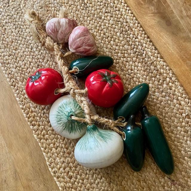 Ceramic Hanging Vegetables Ristra Onions Peppers Tomatoes Garlic