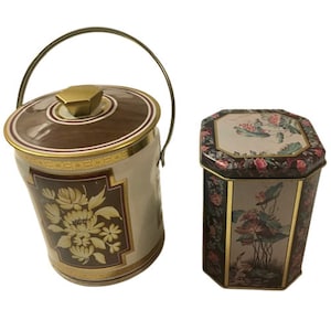 Tins Two Vintage Storage Murray and Allen Meister Decorative Storage Collectible Decor