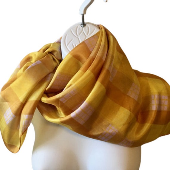 Scarf Di Mora Silk Vintage 1950s Yellow Gold Whit… - image 4