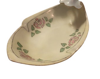 Candy Dish Trinkets R. S. Germany Porcelain Dish Leaf Shaped Nuts Candy Ring Dish Vintage