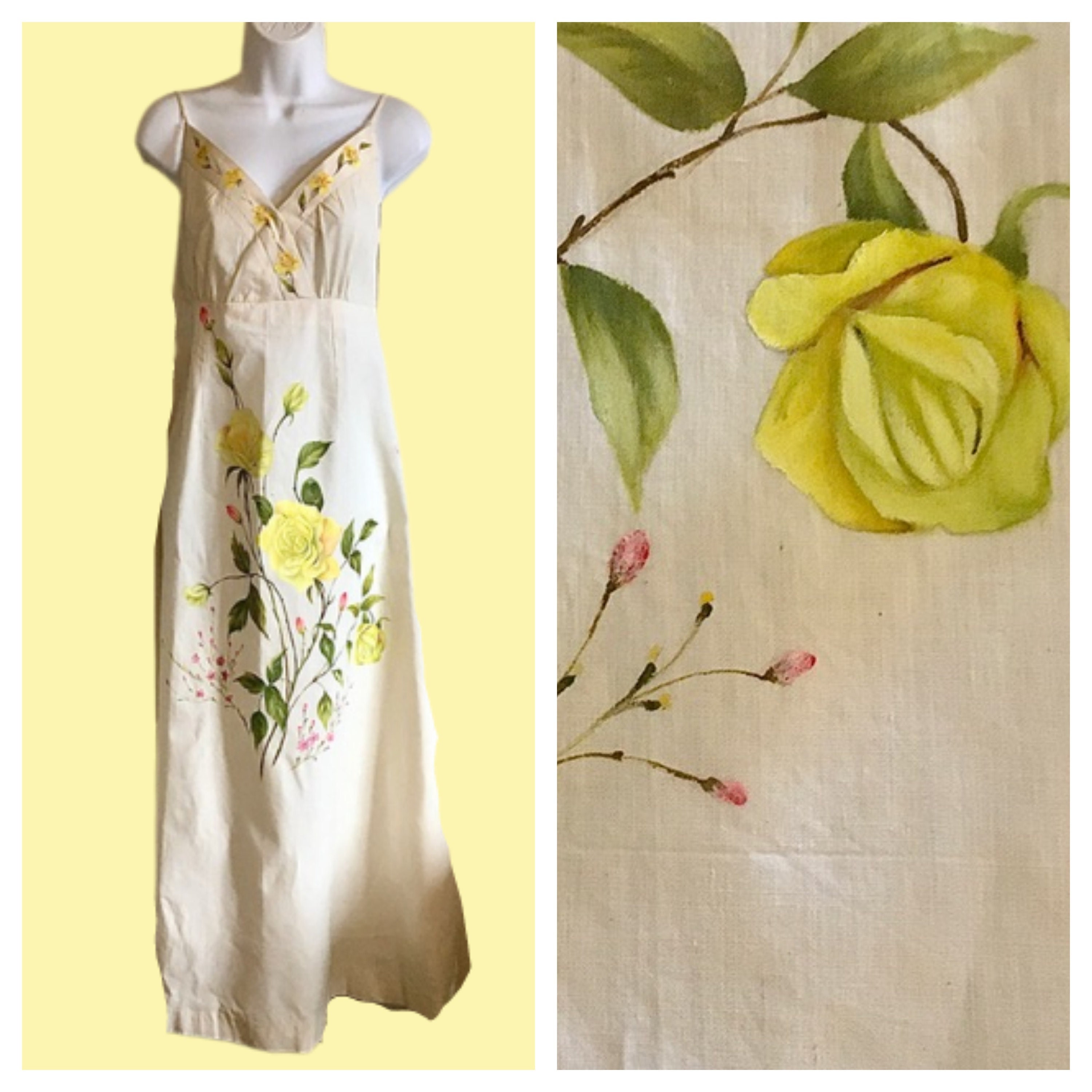 Vestido pintado a mano - Etsy México Vestido pintado a mano - Etsy México