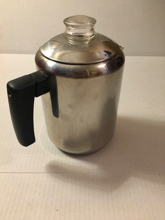 5 Cup Vintage Tin Coffee Percolator Metal Camping Coffeepot