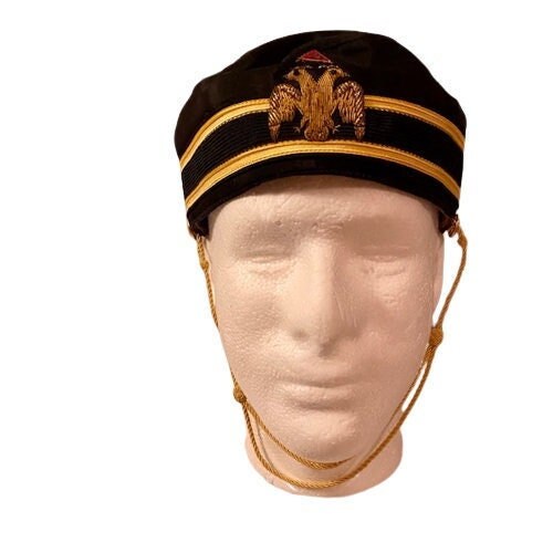 C.E. Ward Co Shriners Black Fez Cap 32 Degree Scottish Rite Double