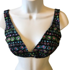 Bikini Top Bleyle Vetrix Vintage 1960s 1970s Black Colorful Germany