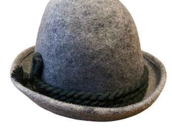 Fosbo Berghut Hat Wasserabweisand 100% Gray Wool Hat No.188 Made in Germany Brim Up or Down