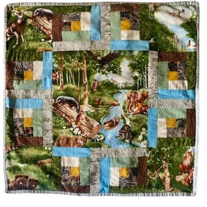Throw Pillow Cover Handmade Quilted Forest Animals Cabin Lodge Farmhouse
