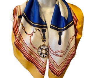 NWT- Gold Sailboat 1975  Belt 1/2” Buckle Scarf Vintage vintage-framed-hermes-style-  main image 3