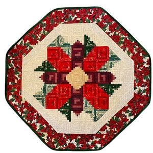 Christmas Quilt Lap Throw Tree Skirt Table Top Christmas Baby Holiday Decor Handmade Hand Quilted Reversible