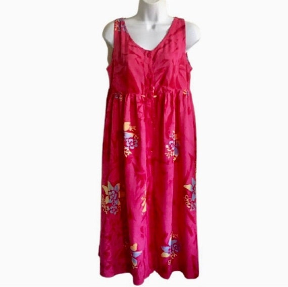 Mango Moon Midi Dress Mumu Hot Pink Rayon Batik Print Hawaiian Sleeveless  Scoop Neck Button Front One Size - Etsy UK