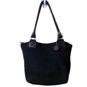 Sac à bandoulière en crochet The Sak, noir, cartable bohème en similicuir végétalien