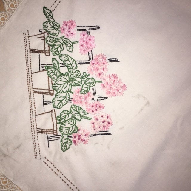 ヴィンテージ テーブルクロス 手刺繍 ピンク 花 長方形 - Etsy 日本