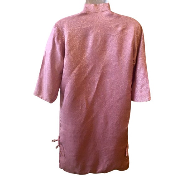 Vintage Pink Top Jacket Tunic Mandarin Collar Spa… - image 4