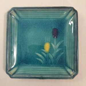 Ashtray Trinket Dish Takahashi Turquoise Vintage Floral Center Ring Dish