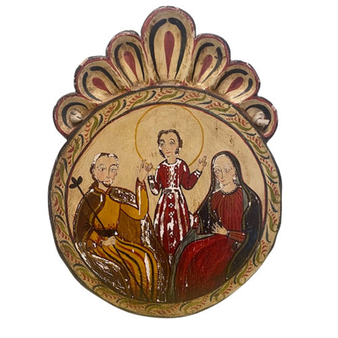 Wooden Religious Icon Plaque Handmade Hand Painted Vintage Etsy