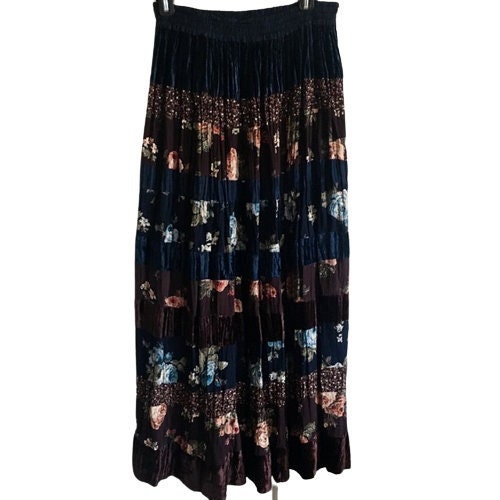 Velvet Rose Print Skirt