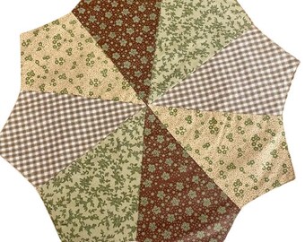 Set di otto tovagliette in tessuto fatte a mano, patchwork reversibile, a quadretti, toni della terra, calicò, decorazione da tavola in stile rustico, cottage, campagna