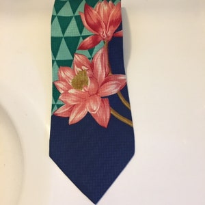 Agrodolce Vintage Necktie Silk Vintage 1980s Geometric Floral