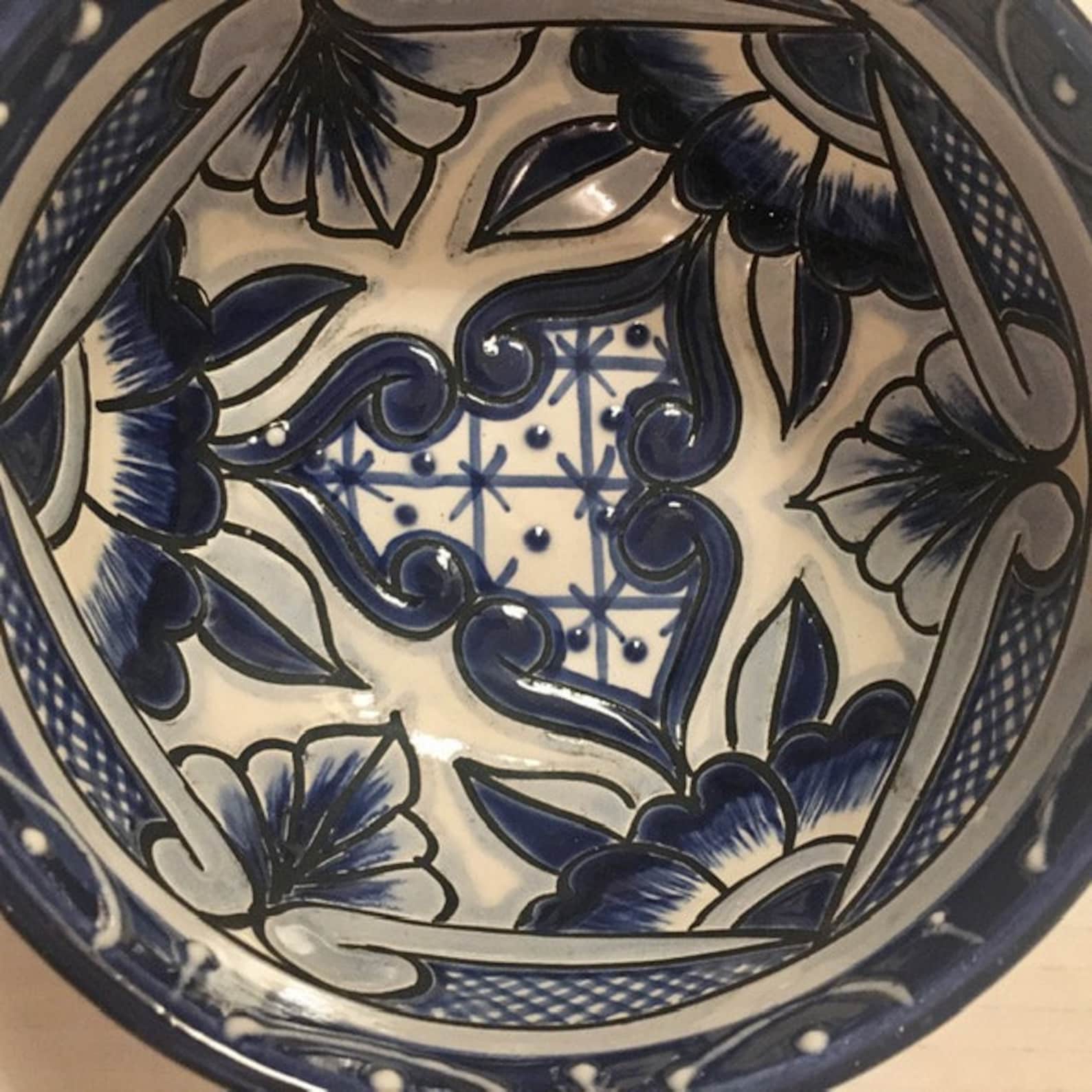 Bowls Talavera Cobalt Blue White Pottery Set of Two Hand - Etsy