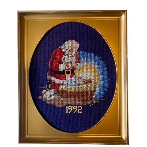 Completed Santa and Baby Jesus Cross Stitch Classic Collector