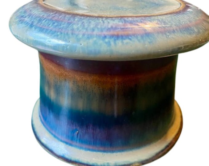 French Butter Keeper Dish Art Pottery Ceramic Beautiful Glaze Signed