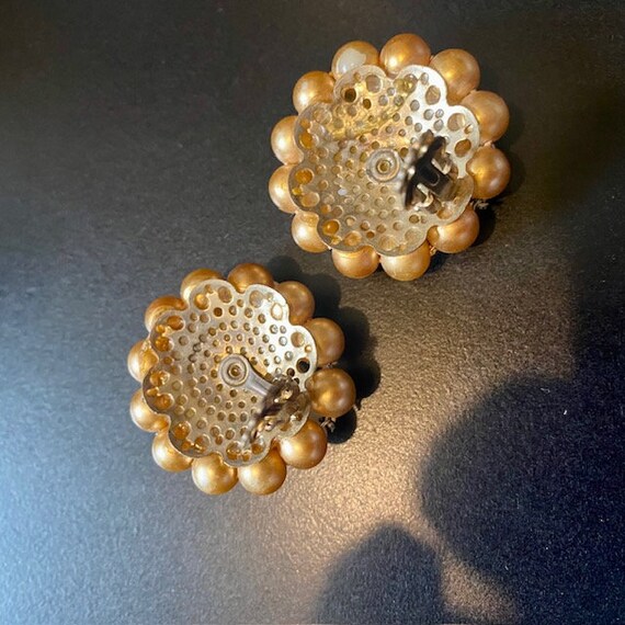 Clip On Earrings Vintage Mermaid Pearls Shells Rh… - image 3