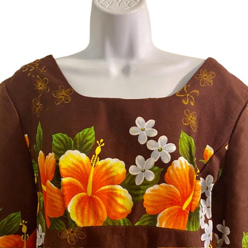 ♥ヴィンテージUSAシアーズマキシ丈ハワイアンドレス（パイナップル柄）６０年代 sears(シアーズ) / 60s/日本製/パイナップル柄/アロハシャツ/L