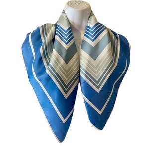 Foulard Vintage Années 70 - Acétate, Motif Géométrique Orange, Femme