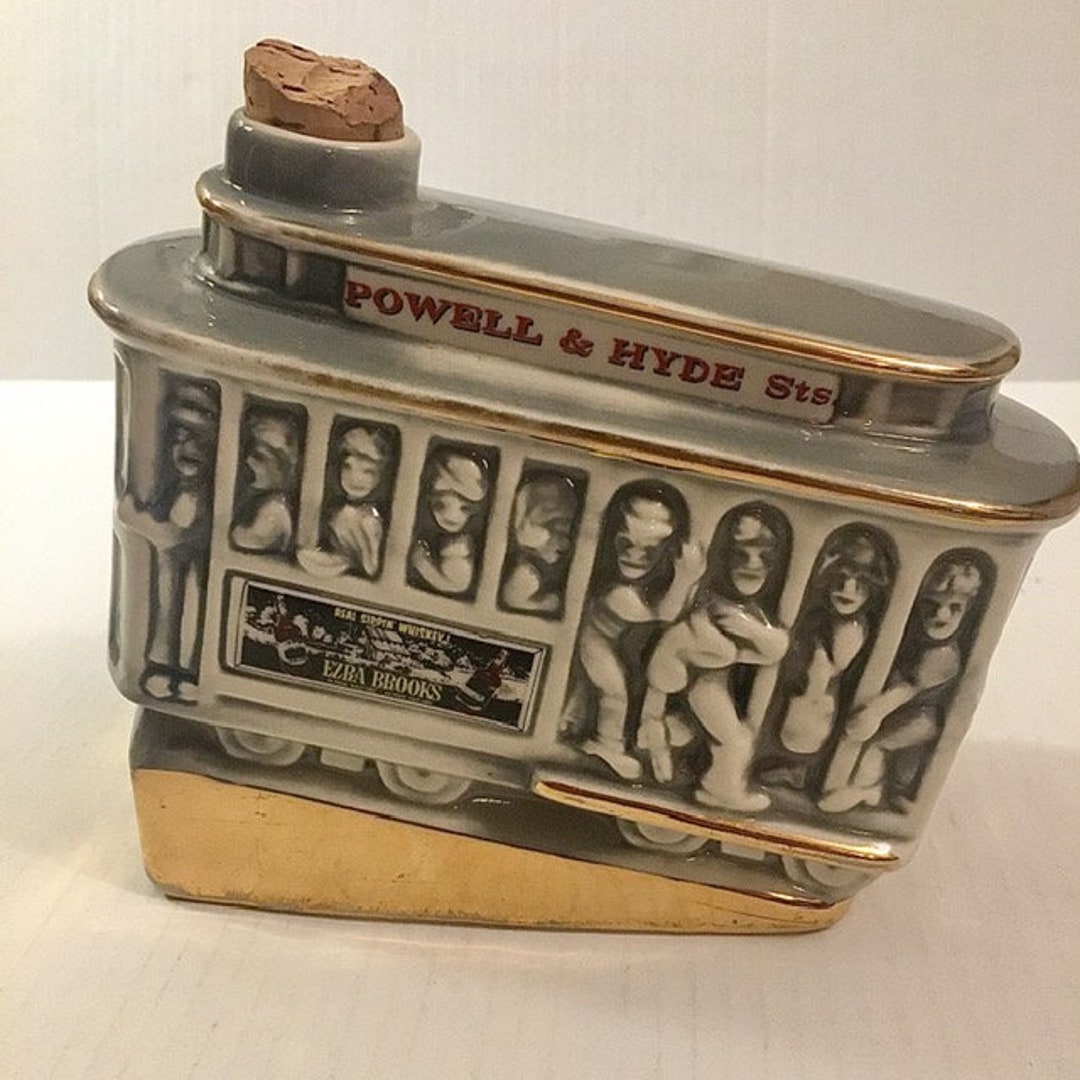 Ezra Brooks Whiskey Decanter San Francisco Cable Car 1968 Ceramic