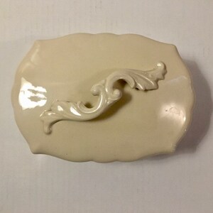 Vanity Dish Vintage Trinket Ceramic Box Ivory Mid Century