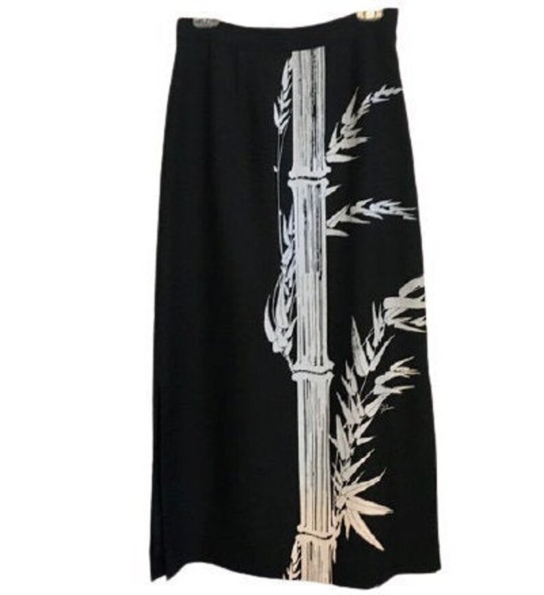 Skirt Alfred Shaheen Bamboo Print Maxi Skirt Vintage 1960s image 3