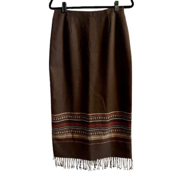 Sarah B Wool Skirt Boho Southwestern Woven Design… - image 1