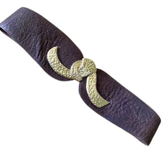 Raina Brown Leather Belt Wide Hammered Brass