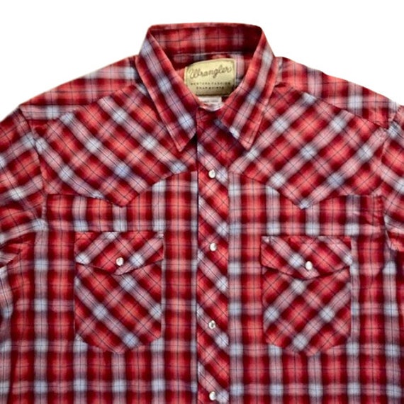 Chemise western couleur bleu Wrangler vintage des années 2000 chemise western à manches longues Wrangler Wrangler à carreaux Wrangler perle - France