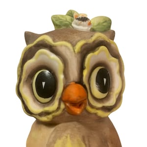 Owl Figurine Vintage Ceramic “I Give A Hoot For You” Kitsch Decor 1970s