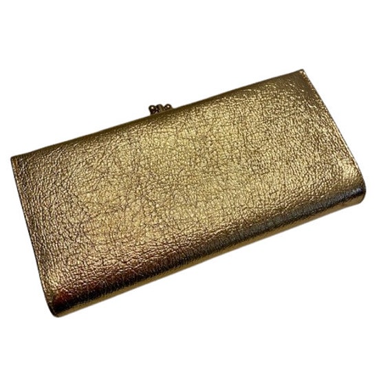 登場! Baronet Gold Metallic Leather 1960s Vintage Clutch Wallet 小物