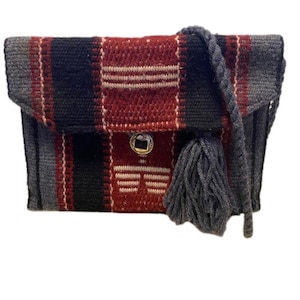 Southwestern Wool Clutch Shoulder Bag Hand Woven Handmade Vintage