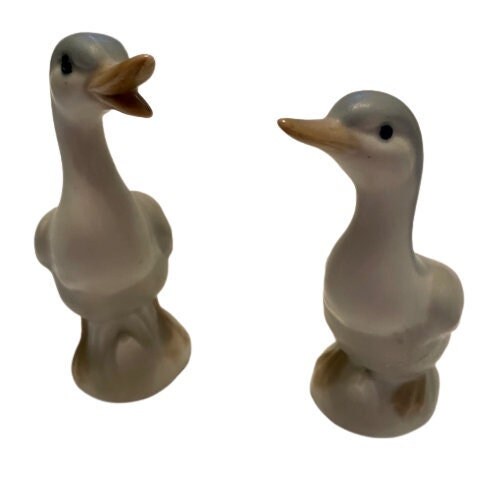 70年代アメリカ生きているように美しい瞳で微笑むアヒル陶器 小田切アヒルの置物 陶器製 2体セット ヴィンテージ 1970年代 マット