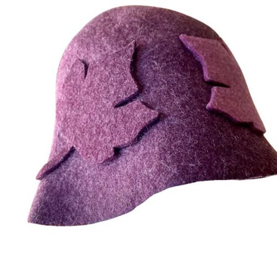 Wool Cloche Bucket Style Hat Purple With Purple and Lavender  display picture 3
