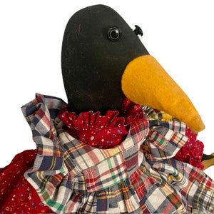 Crow Doll Wearing Dress Country Farmhouse Decor Handmade