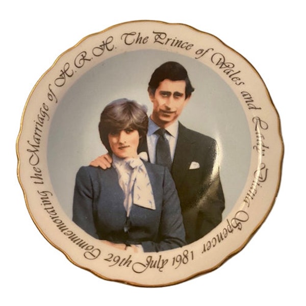 Trinket Dish Royal Grafton Fine Bone China Prince Charles Princess Di Wedding Souvenir Vintage 1980s