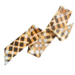 Vintage Plaid Scarf Orange Brown 1960s Mod