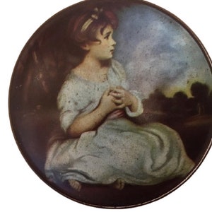 English Tea Tin Thorne&#39;s Toffee Tin Reynold&#39;s Age Of Innocence Painting 1940s 50s Vintage