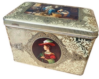 Decorative Tin Dutch Painters Vintage 1950s Made in Holland Hinged Lid