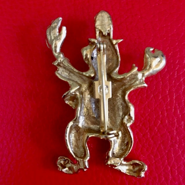 Broche Vintage Clown Jongleur - Métal Doré, Couleurs Vives, Occasion