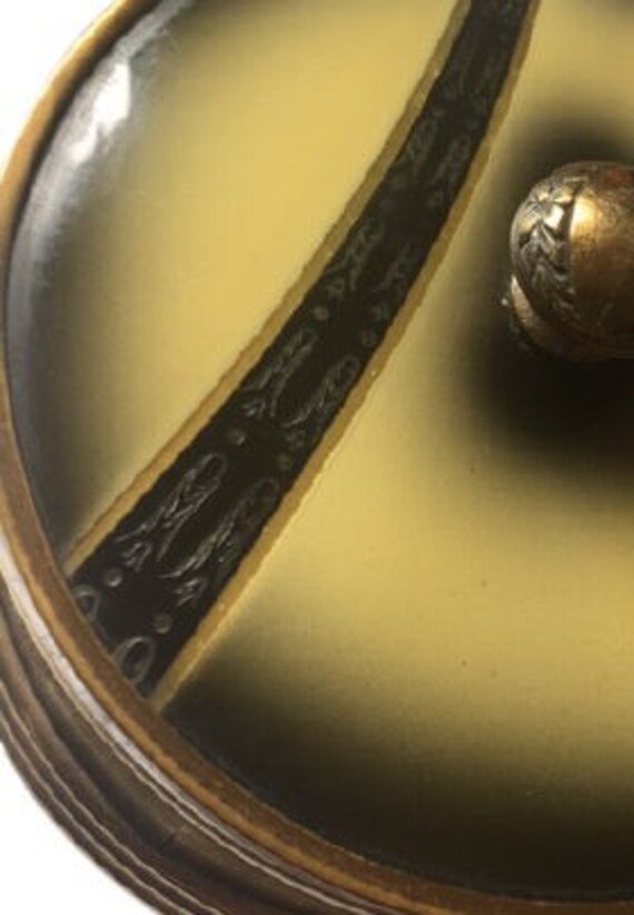 Powder Box Vintage Art Deco Vanity Box Yellow Black L… Gem