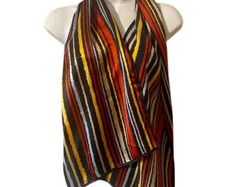 Echo Silk Scarf Stripes Made in Japan Oblong Mid Century Vintage 1960s New Old Stock